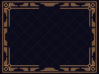 Art deco çerçeve. Klasik doğrusal sınır. Davetiyeler, broşürler ve tebrik kartları için bir şablon tasarla. 1920 'lerin tarzı - 1930' lar. Vektör illüstrasyonu