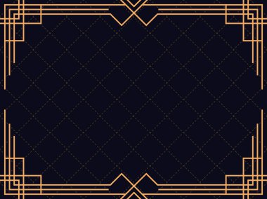 Art deco çerçeve. Klasik doğrusal sınır. Davetiyeler, broşürler ve tebrik kartları için bir şablon tasarla. 1920 'lerin tarzı - 1930' lar. Vektör illüstrasyonu
