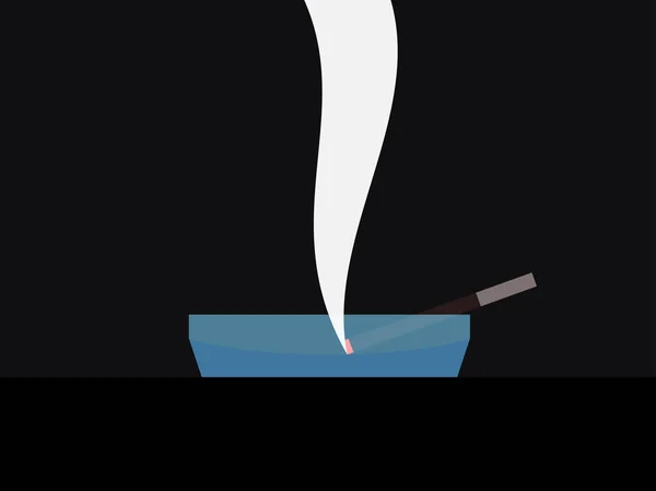 灰皿の煙タバコ フラット スタイル ノワール ベクトル図 — ストックベクタ