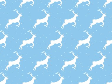 Geyik ve kar taneleri ile Seamless modeli. Kış ve yılbaşı modeli. Vektör çizim