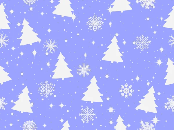 Naadloze Patroon Met Kerstbomen Sneeuwvlokken Kerst Patroon Vectorillustratie — Stockvector