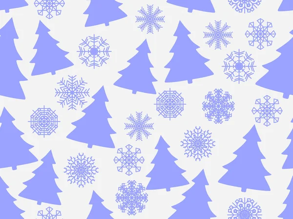 Безшовний Візерунок Ялинками Сніжинками Різдвяний Візерунок Векторні Ілюстрації — стоковий вектор