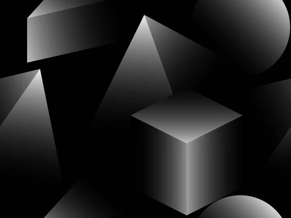 Pyramis キューブのシームレスなパターン レトロ背景灰色の色合い 等尺性三角形と正方形のグラデーション ベクトル図 — ストックベクタ