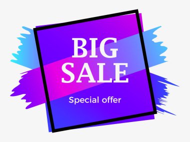 Büyük satış afiş çerçeve ve degrade boya konturları ile. Büyük indirimli özel fırsat. Vektör çizim