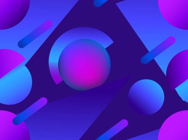 Memphis seamless modeli. Asimetrik geometrik nesneleri degrade 1980'lerin tarzında. Vektör çizim