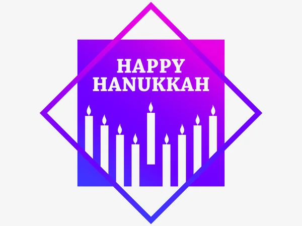 Feliz Hanukkah Cartel Con Nueve Velas Marco Color Púrpura Degradado — Vector de stock