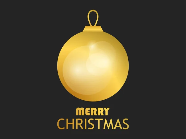 Frohe Weihnachten Goldene Weihnachtskugel Auf Schwarzem Hintergrund Goldgradient Grußkarten Design — Stockvektor