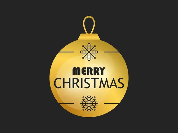 Frohe Weihnachten Goldene Weihnachtskugel Auf Schwarzem Hintergrund Goldgradient Grußkarten Design — Stockvektor