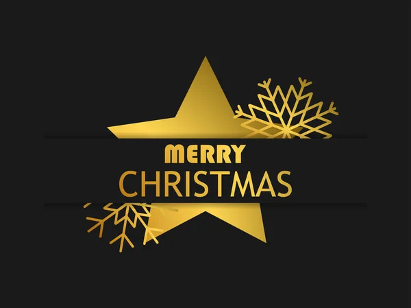 Frohe Weihnachten Banner Mit Goldenem Stern Und Schneeflocken Grußkarten Design — Stockvektor