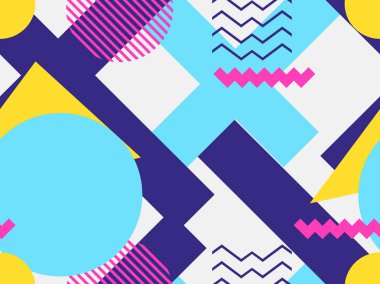 Memphis seamless modeli. Geometrik öğeleri memphis 80s ve 90s tarzında. Vektör çizim
