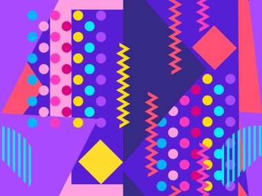 Memphis seamless modeli. Geometrik öğeleri memphis 80s ve 90s tarzında. Vektör çizim