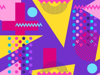 Memphis seamless modeli. Geometrik öğeleri memphis 80s ve 90s tarzında. Vektör çizim