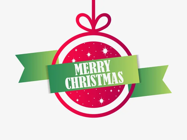 Feliz Navidad Pelota Roja Navidad Con Cinta Verde Ilustración Vectorial — Vector de stock