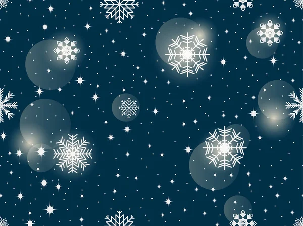 Бесшовный Рисунок Снежинками Зимний Абстрактный Фон Эффект Боке Векторная Иллюстрация — стоковый вектор