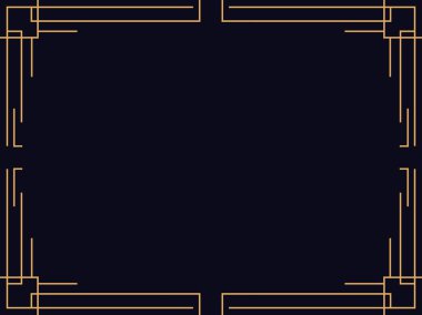 Art deco çerçeve. Klasik doğrusal sınır. Davetiyeler, broşürler ve tebrik kartları için bir şablon tasarla. 1920 'ler, 1930' lar tarzı. Vektör illüstrasyonu