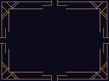 Art deco çerçeve. Klasik doğrusal sınır. Davetiyeler, broşürler ve tebrik kartları için bir şablon tasarla. 1920 'ler, 1930' lar tarzı. Vektör illüstrasyonu