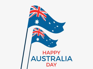 Happy Avustralya günü 26 Ocak. Tebrik kartı Avustralya, bayrağı ile ulusal tatil. Vektör çizim