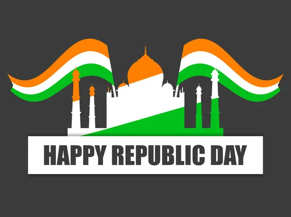 Feliz Dia República Índia Bandeira Indiana Taj Mahal Ilustração Vetorial — Vetor de Stock