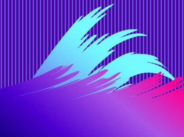 Sıvı dalga, menekşe degrade. Modern eğilim arka plan. Synthwave, Fütürizm arka plan. Retrowave. Vektör çizim
