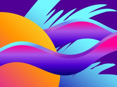 Sıvı dalga, menekşe degrade. Modern eğilim arka plan. Synthwave, Fütürizm arka plan. Retrowave. Vektör çizim