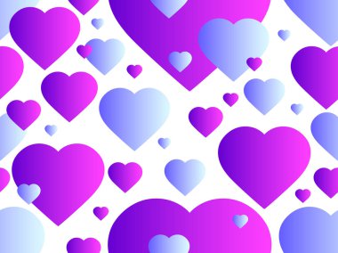 Kalpleri ile Seamless modeli. Sevgililer günün kutlu olsun, 14 Şubat. Gradyan ile parlak kupa. Vektör çizim