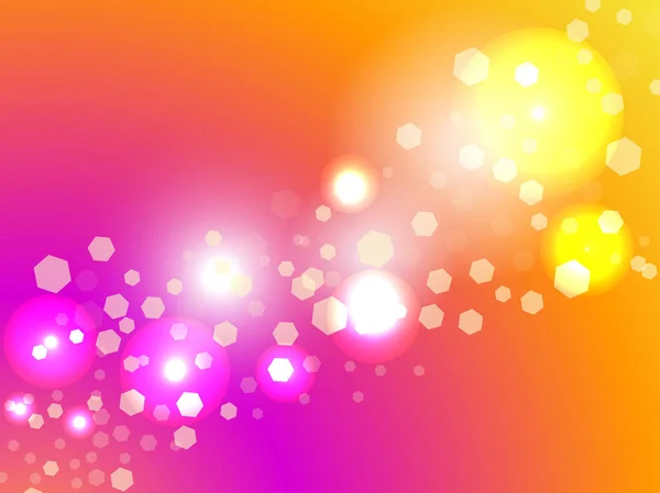 抽象的な光の背景 ピンぼけ効果 ピンクとオレンジのグラデーション上の六角形 ベクトル図 — ストックベクタ