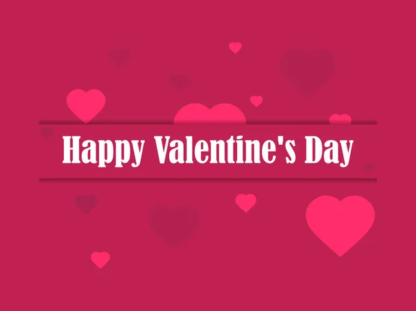 Happy Valentine Day 14Th February Greeting Card Hearts Ribbon Vector — Stock Vector