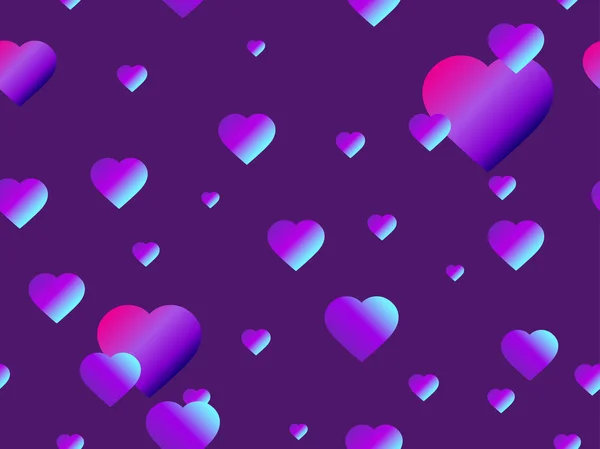 Hearts Seamless Pattern Purple Gradient Futuristic Modern Trend Vector Illustration — Stock Vector