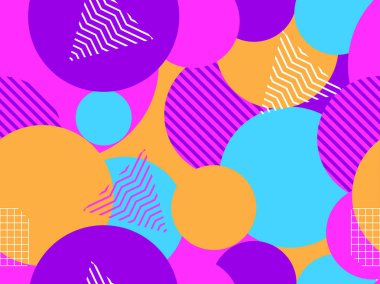 Daireler ile Seamless modeli. Fütürizm retro arka plan stili 1980'lerde olarak. Retrowave. Vektör çizim