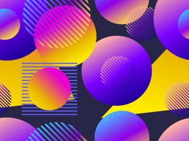 Daireler ile Seamless modeli. Fütürizm retro arka plan stili 1980'lerde olarak. Retrowave. Vektör çizim