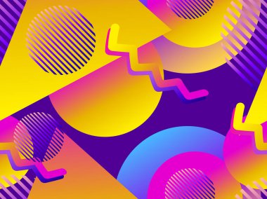 Degrade şekilleri ile geometrik seamless modeli. Zine kültür arka plan. Retrowave. Vektör çizim