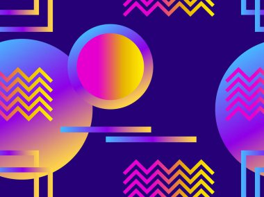 Degrade şekilleri ile geometrik seamless modeli. Zine kültür arka plan. Retrowave. Vektör çizim