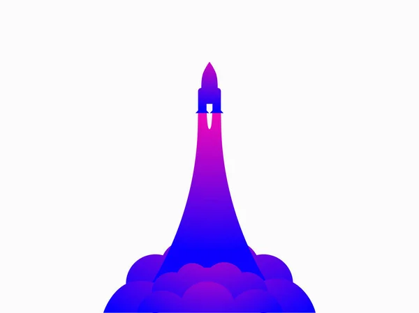 Startu Rakety Kosmické Létání Vesmíru Moderní Trend Futurismus Přechod Vektorové — Stockový vektor