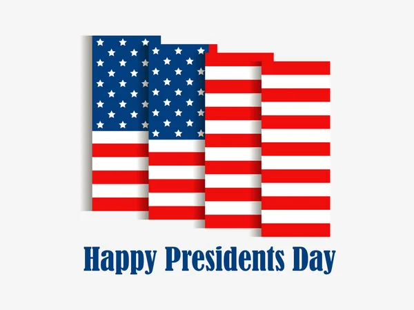 Mutlu Cumhurbaşkanlığı Günü Gölge Beyaz Zemin Üzerine Amerikan Bayrağı Vektör — Stok Vektör