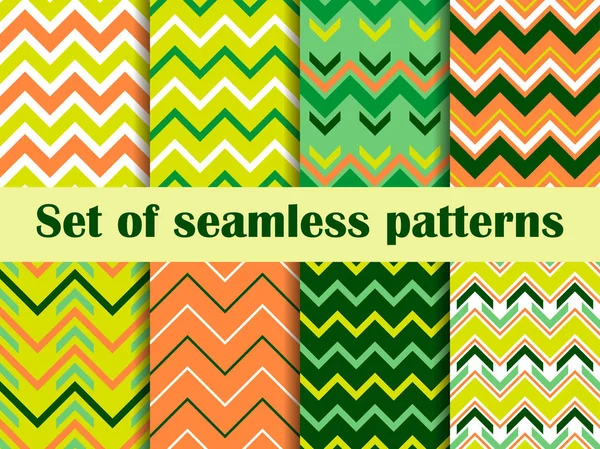 锯齿形集无缝模式 圣帕特里克节的爱尔兰颜色 背景与波 向量例证 — 图库矢量图片