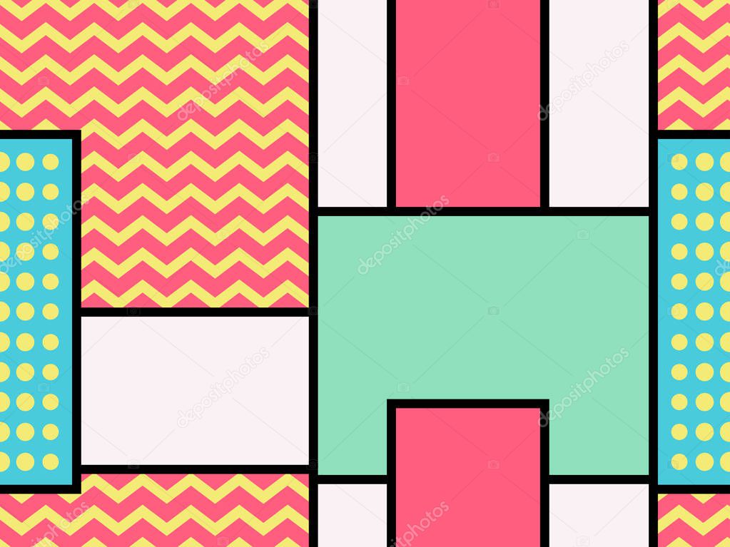 Geometric seamless pattern in the memphis style of the 80s. Dots and dotted lines. Elements of style Bauhaus. Vector illustration