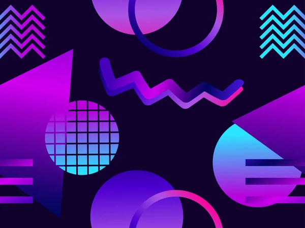 Futuristisches Nahtloses Muster Mit Geometrischen Formen Gefälle Mit Violetten Tönen — Stockvektor