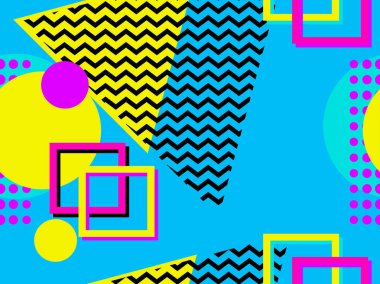 Memphis seamless modeli. Geometrik öğeleri memphis 80'li yılların tarzında. Puan ve noktalı çizgiler. Zine kültür renkler. Vektör çizim