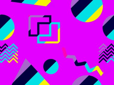 Memphis seamless modeli. Geometrik öğeleri memphis 80'li yılların tarzında. Puan ve noktalı çizgiler. Vektör çizim