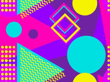 Memphis seamless modeli. Geometrik öğeleri memphis 80'li yılların tarzında. Puan ve noktalı çizgiler. Vektör çizim