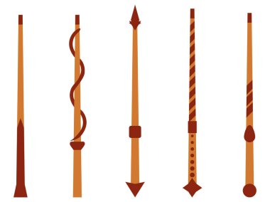 Sihirli asanı. Sihirli ve büyülü nesneler. Beyaz arka plan üzerinde izole aracı Sihirbazı. Vektör çizim