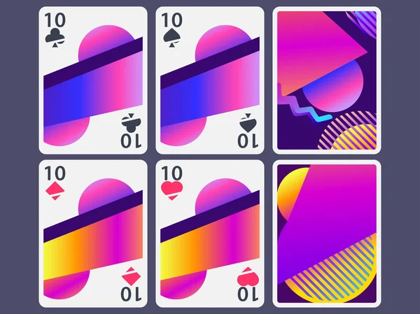 Spielkarten im modernen Stil. Verlaufsformen, geometrische Objekte. die Rückseite der Spielkarte. Vektorillustration — Stockvektor