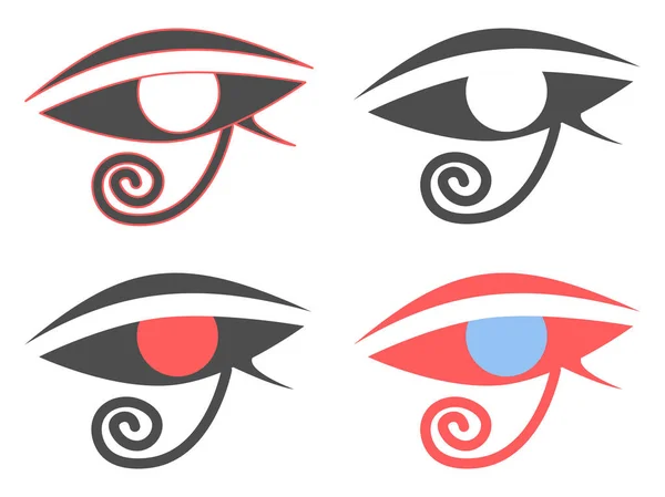 Göz Horus. Antik Mısır muska sembolü. Beyaz bir arka plan üzerinde simgeler kümesi. Vektör çizim — Stok Vektör