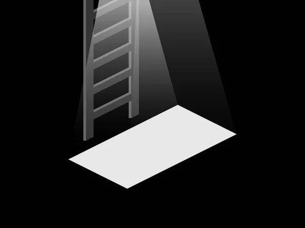 Luz desde la puerta abierta al sótano. Escaleras desde el sótano hasta la parte superior. Ilustración vectorial — Vector de stock