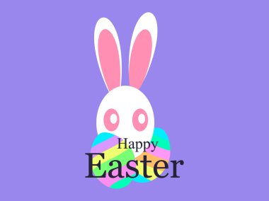 Mutlu paskalyalar. Paskalya tavşanı ve yumurta bir desen ile tebrik kartı. Vektör çizim