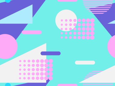 Memphis seamless modeli. Geometrik öğeleri memphis 80 tarzı. Vektör çizim