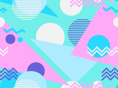 Memphis seamless modeli. Geometrik öğeleri memphis 80 tarzı. Vektör çizim