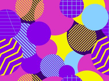 Daire 1980'lerin tarzı ile Seamless modeli. Retrowave. Geometrik öğeleri memphis. Vektör çizim