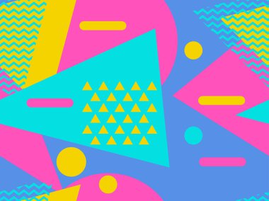 Memphis seamless modeli. Geometrik öğeleri memphis 80 tarzı. Vektör çizim