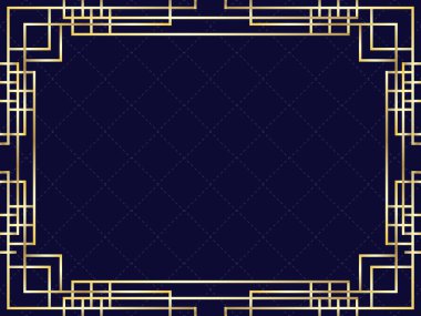 Altın gradyan ile Art Deco çerçeve. Eski doğrusal kenarlık. Davetiyeler, broşürler ve tebrik kartları için bir şablon Tasarla. 1920 ' lerin ve 1930 ' ların tarzı. Vektör Illustration